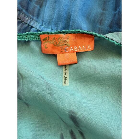 Hale Bob S Cabana Silk Ombre Tie Dye Beaded V-Neck Top Drawstring Waist 37” Bust - Picture 6 of 10